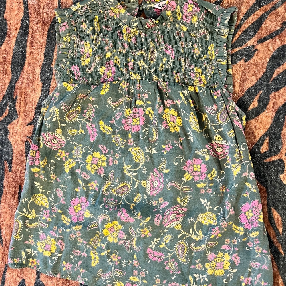 Nanette by Nanette Lepore Green and Pink Paisley Floral Sleeveless Blouse